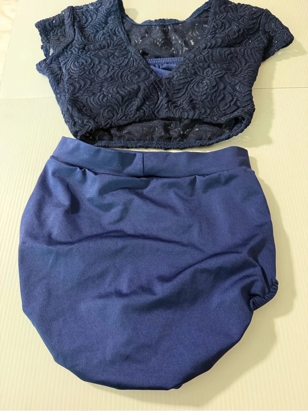 Kelle dance costume navy blue 2 piece CHERRY BLOSSOM 2916 SA-Small adult